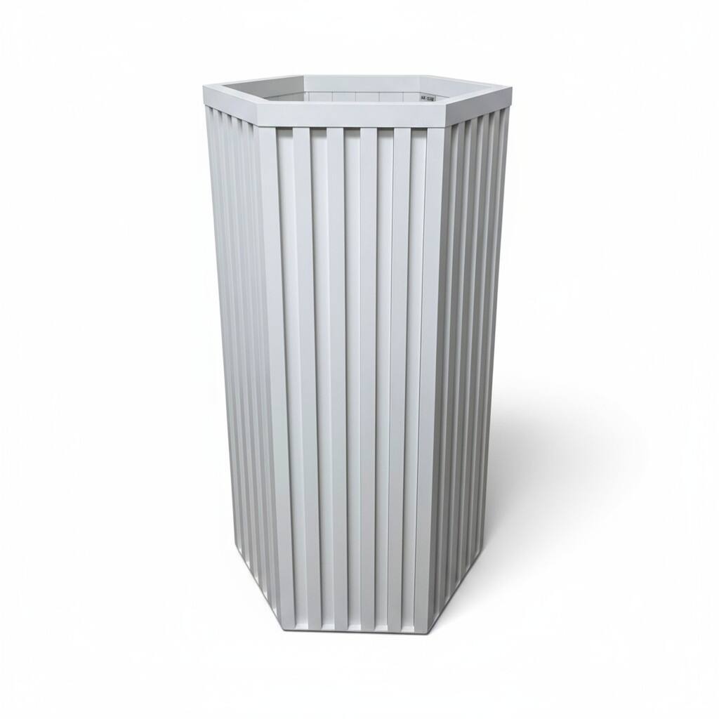 Hexagon Column Planter LG, White