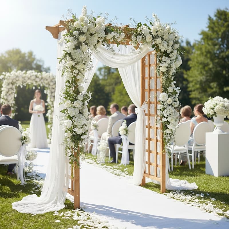 GDF Studio - Outdoor Wooden Wedding Arbor Trellis Arch for Garden and Ceremony Decor