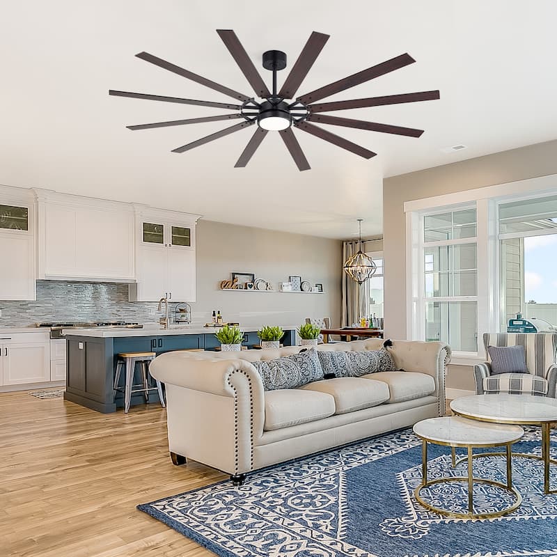 80/72/52/42-IN LED Ceiling Fan with Light Kit and Remote(5/10/12-Blade)