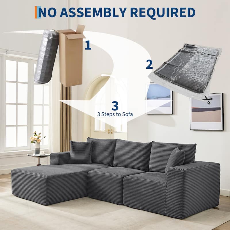 109'' Corduroy Modular Sectional Sofa with Chaise