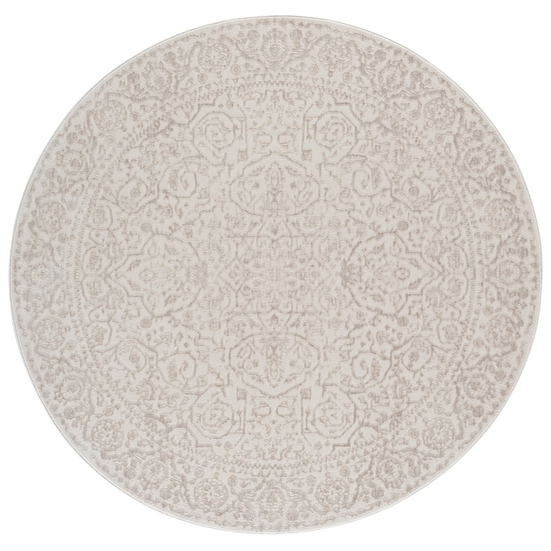 SAFAVIEH Reflection Havva Rug - 6'7" Round - Ivory/White