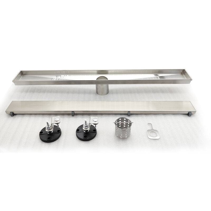 Oceanic Linear Shower Drain, Marine-grade 316 Stainless Steel, Tile-in with Hair Strainer
