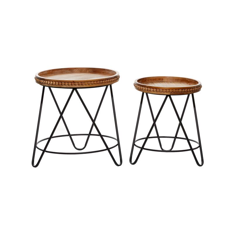 Brown Iron Modern Accent Table (Set of 2) - 17 x 17 x 19Round