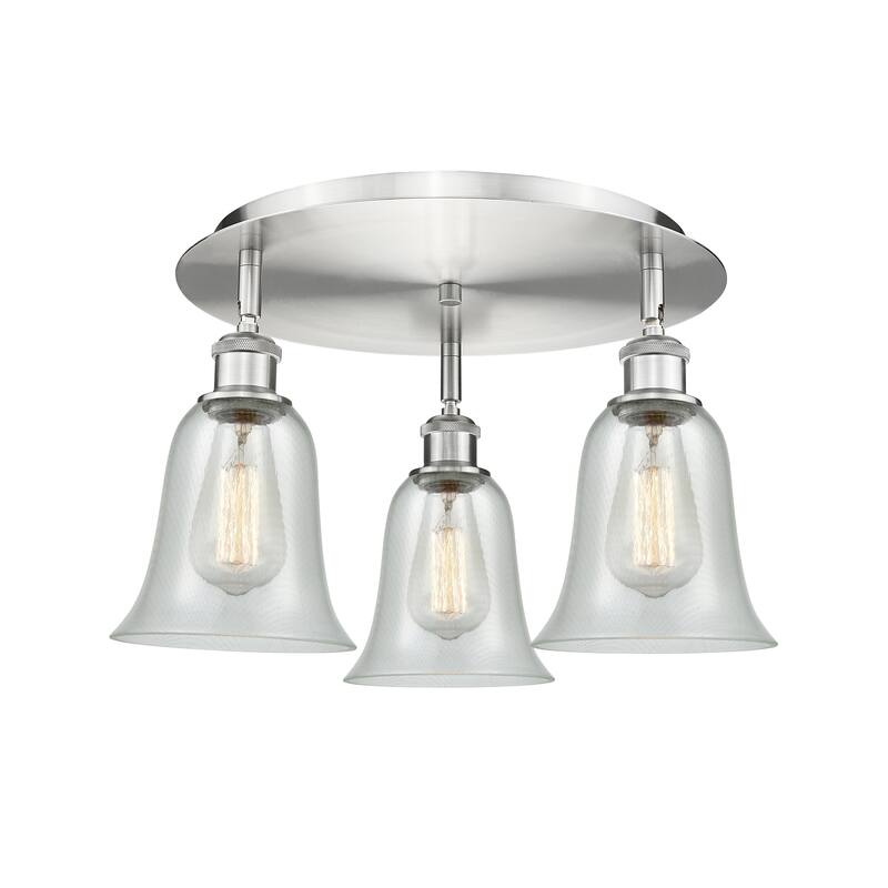 Innovations Lighting Hanover - 3 Light 18" Flush Mount - Fishnet/Satin Nickel