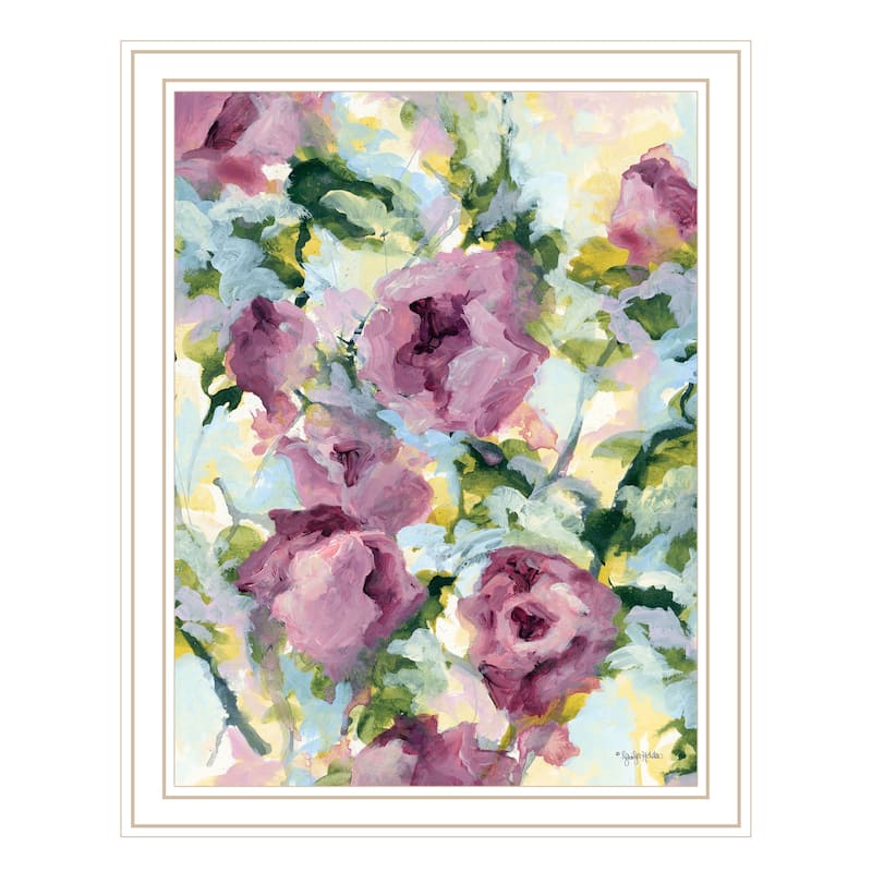 TrendyDecor4U Contemporary "Abstract Floral" Framed Print Wall Art - White