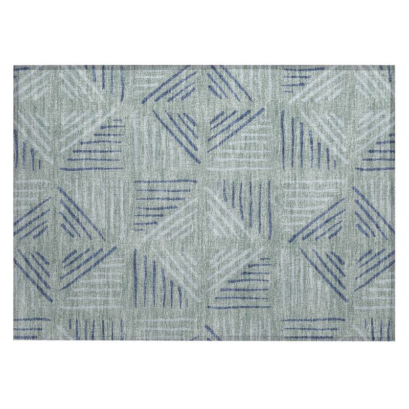 Machine Washable Indoor/ Outdoor Geo Dia Chantille Rug