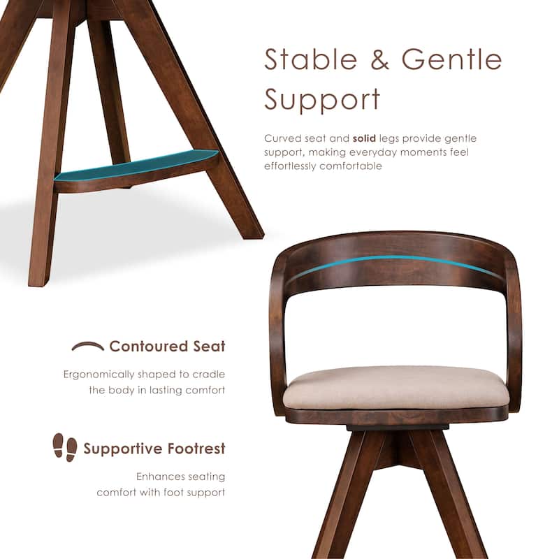 Furniture of America Abigail IX Mid-century Modern Handcrafted Rubberwood Counter Height Dining Chairs (Set of 2)