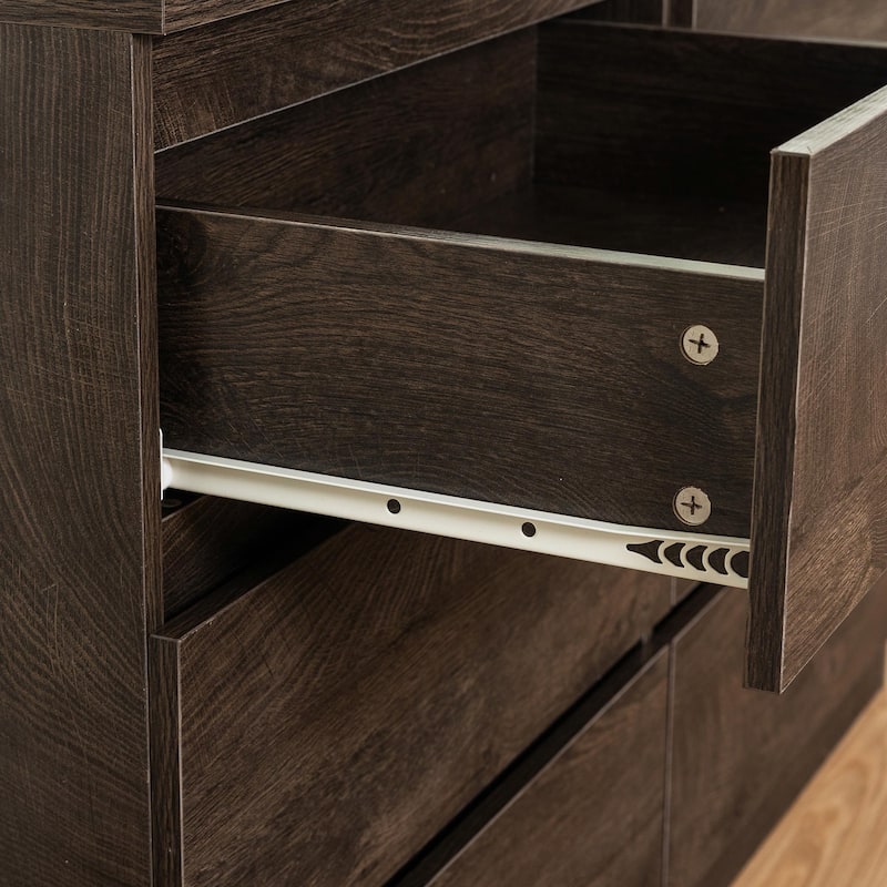 Six-Drawer Dresser Cabinet with Flat Drawer Corners