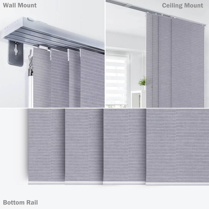 GoDear Design Natural Woven Adjustable Sliding Panel Track Blinds, Vertical Blinds, Timeless Series, 45.8"- 86" W x 96" L