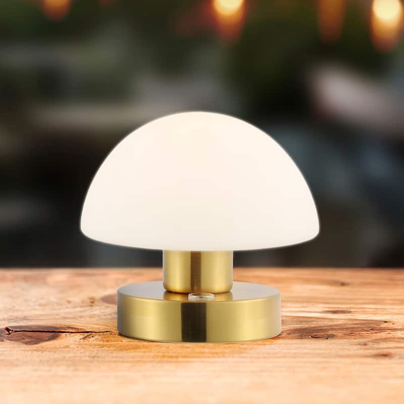 Nolan 5.75" Bohemian Farmhouse Iron Wireless Rechargeable Integrated LED Table Lamp, Oil Rubbed Bronze/White by JONATHAN Y - Brass Gold