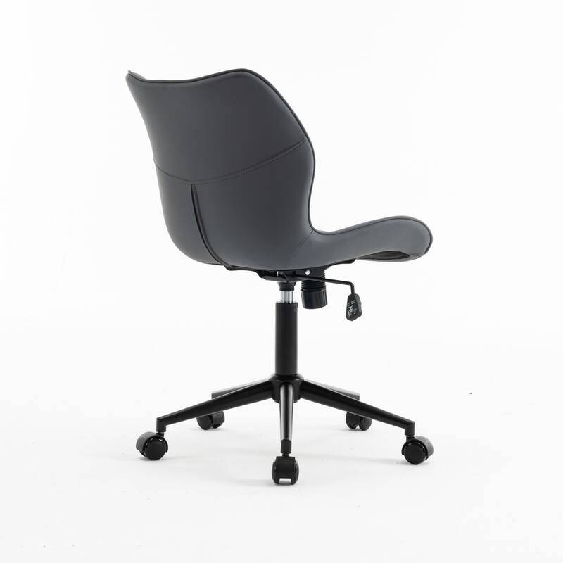 Faux Leather Office Chair with Wheels, Upholstered Task Chair