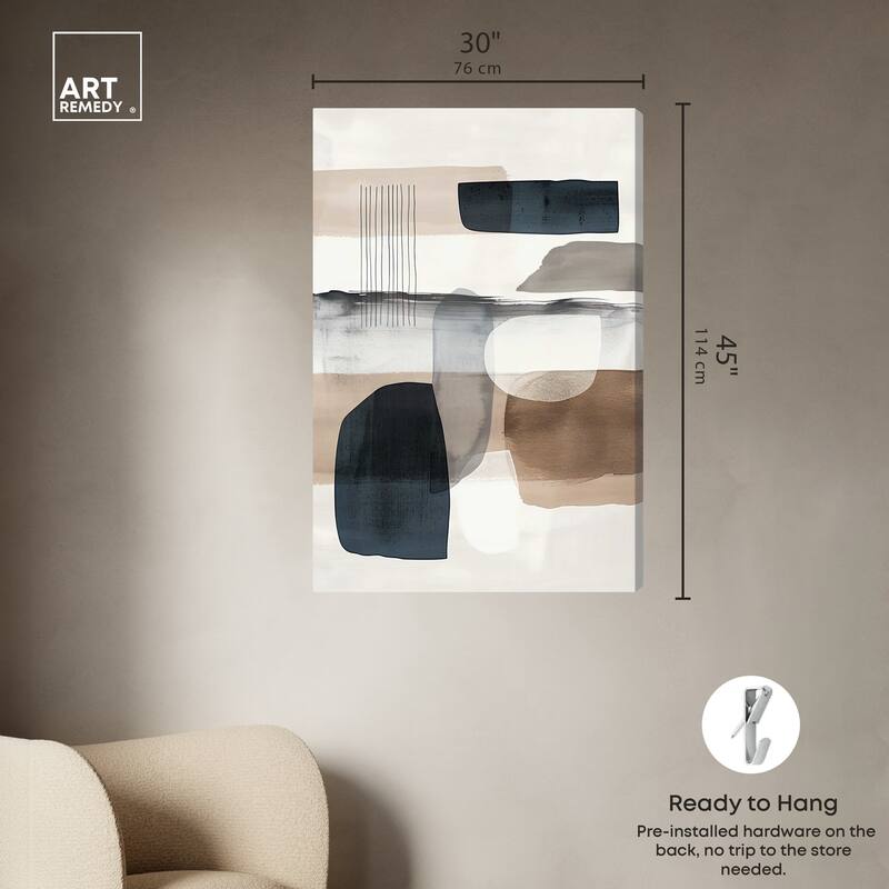 Art Remedy Layers Of Depth Gallery Wrapped Abstract Shapes 1 Piece Canvas Wall Art