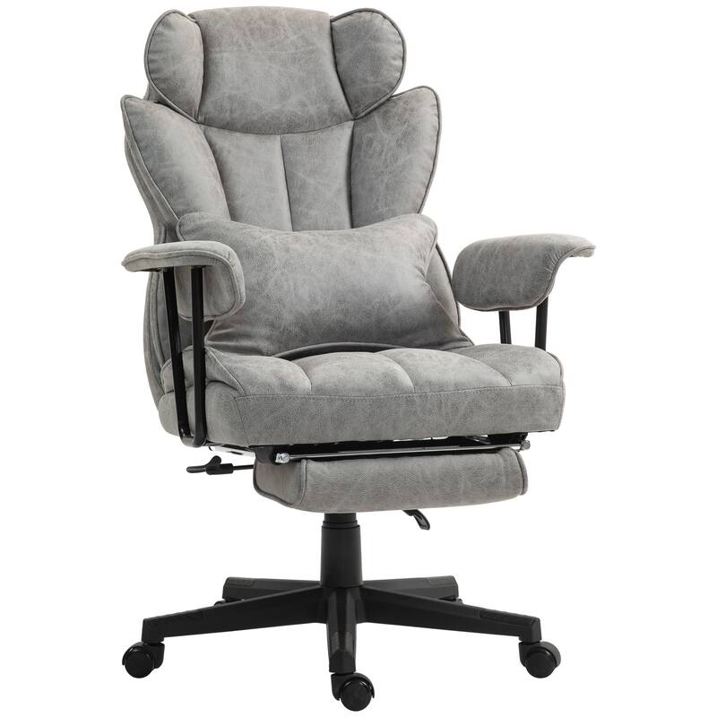Retro Reclining Chair Ergonomic Chair with Lumbar Support, Gray Gaming Chair Computer Desk Chair with Footrest