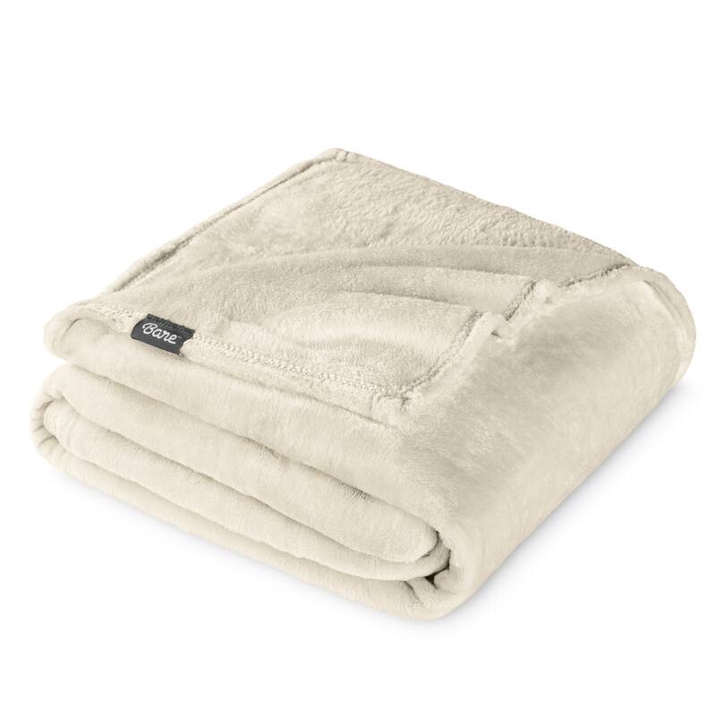 Bare Home Microplush Fleece Blanket - Ultra-Soft - Cozy Fuzzy Warm - Full - Queen - Oyster