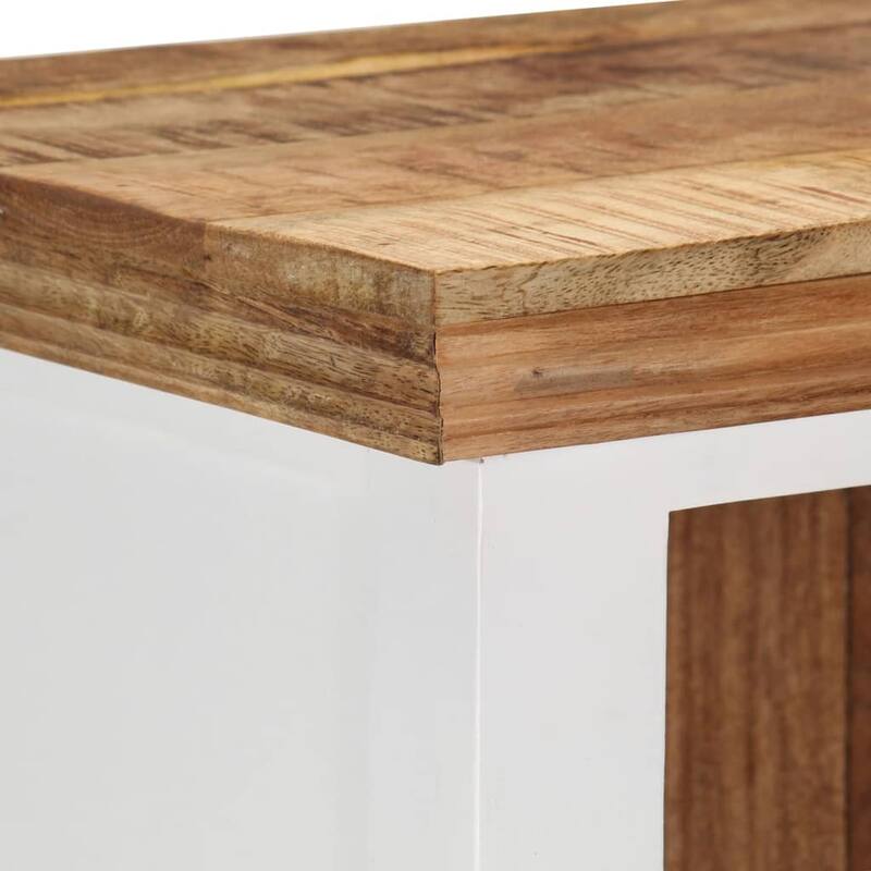 vidaXL Highboard Brown&White 15.7"x11.8"x43.3" Solid Wood Mango and Acacia - 15.7" x 11.8" x 43.3"