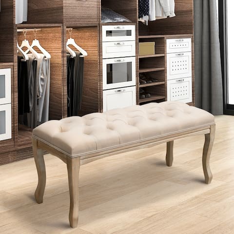 Wooden Upholstered Tufted Bench