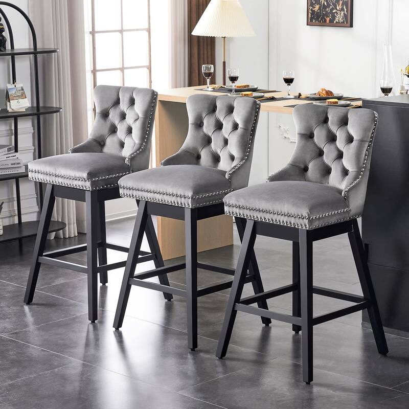 26"/29" Velvet Swivel Counter and Bar Height Stools (Set of 1/2/3/4)