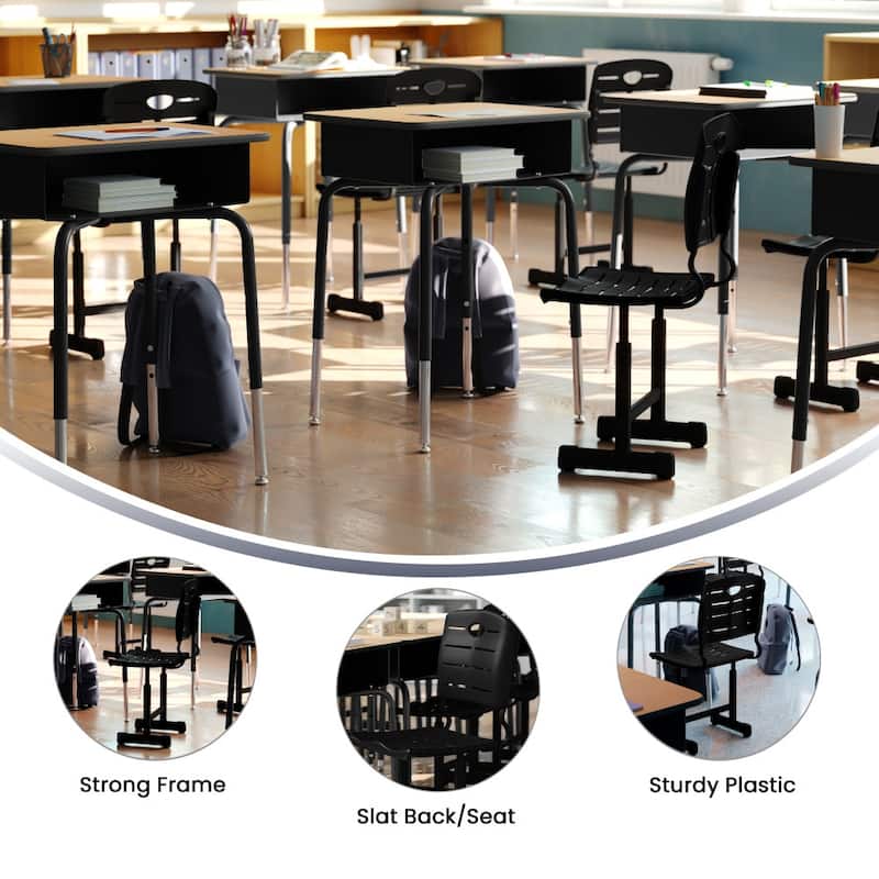 Adjustable Height Student Chair with Pedestal Frame - 16.25"W x 15.25"D x 30" - 32.5"H