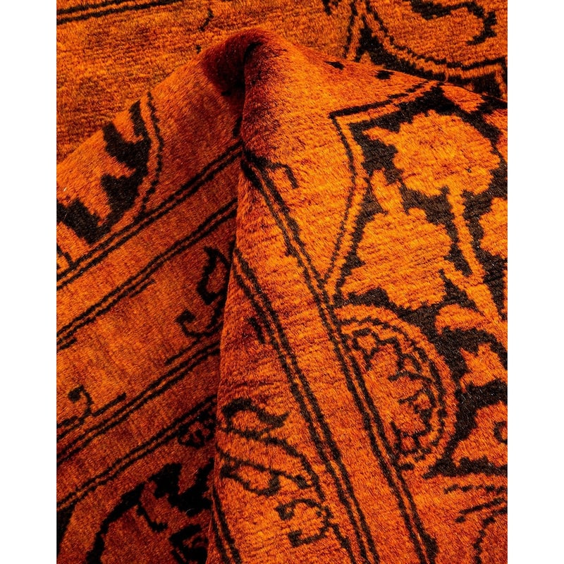 Overton Hand Knotted Wool Vintage Inspired Modern Contemporary Overdyed Gold Square Area Rug - 6' 1" x 6' 1"