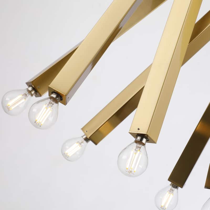 Sleek Viper Nordic Gold Sputnik 12 Light Modern Barre Chandelier