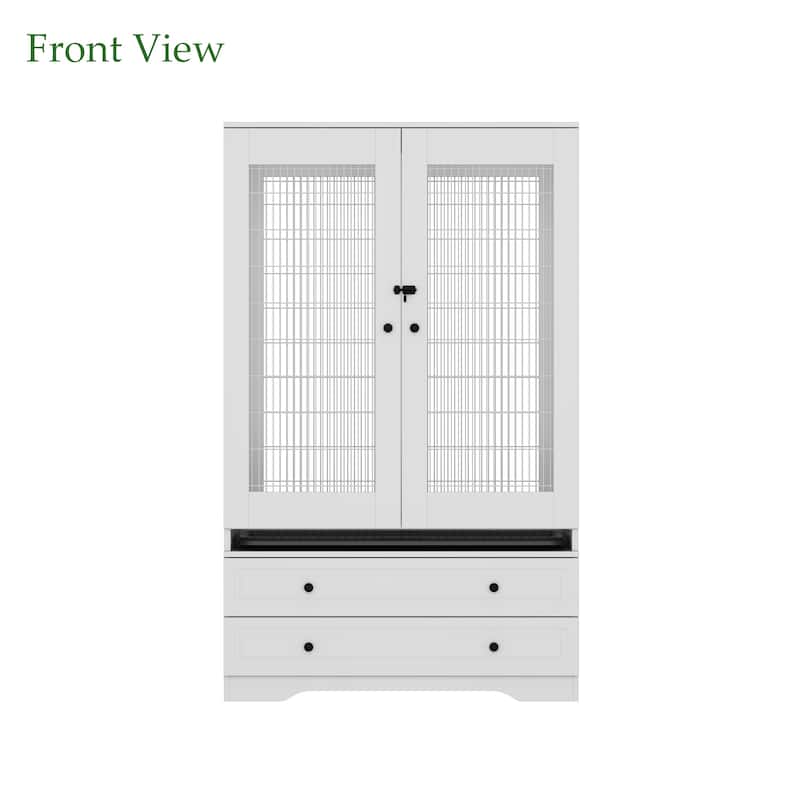 Spacious Indoor Bird Cage Cabinet with Drawers Large Parrot Habitat Bird Cage Furniture - 38.5”x63"