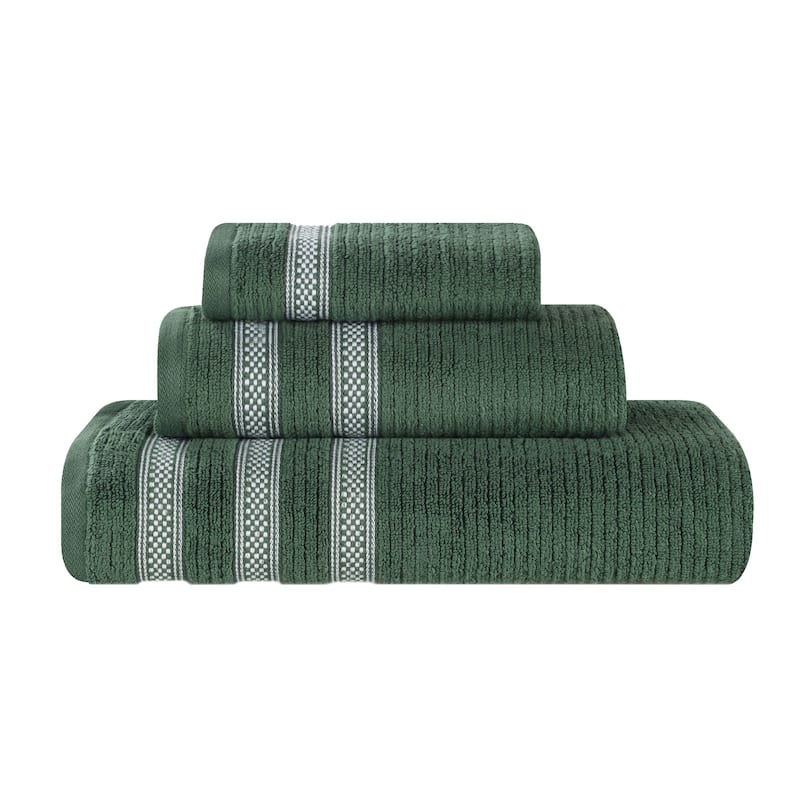 Superior Brea Zero Twist Cotton Ribbed Modern 3 Piece Bathroom Towel Set