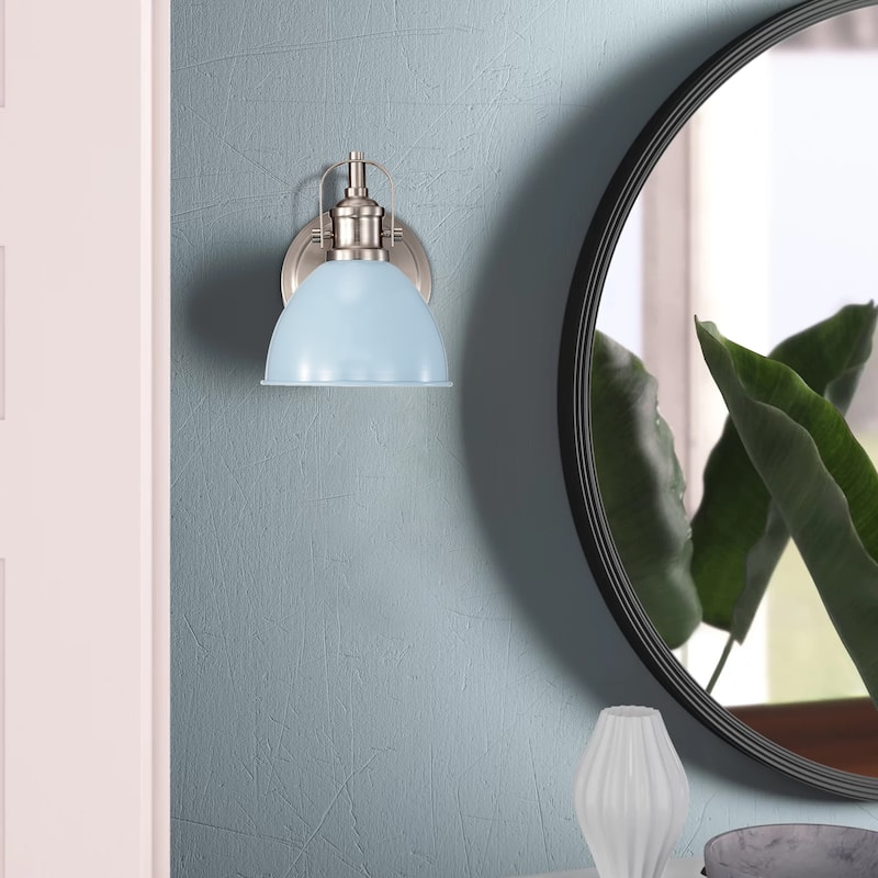 1-Light Industrial Wall Light Bath Sconce with Shad - 7.5"x7.5"x6"