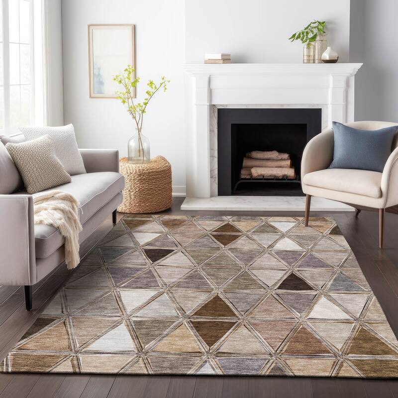 Premium Washable Super Soft Contemporary Mosaic Mayfield Rug - Brown - 9' x 12' - Rectangle