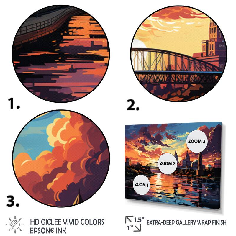 Designart "Orange Blue City St. Louis City" Cityscapes Wall Decor