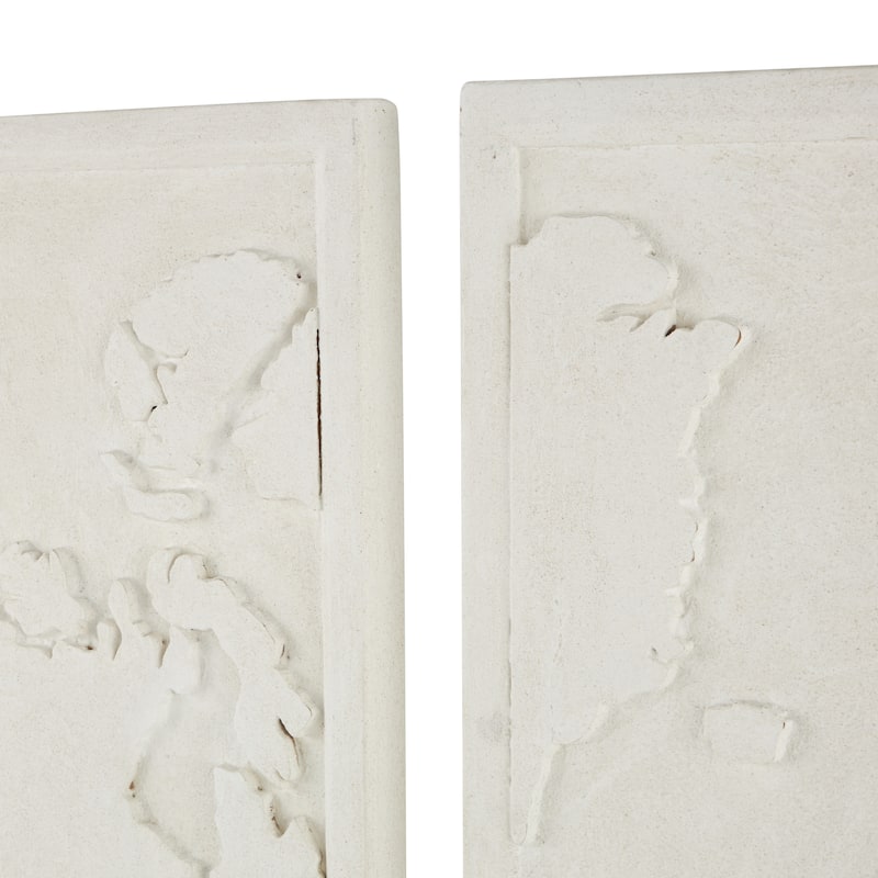 Wooden World Map 3D Home Wall Decor - Set of 3 White - Roche River Decor