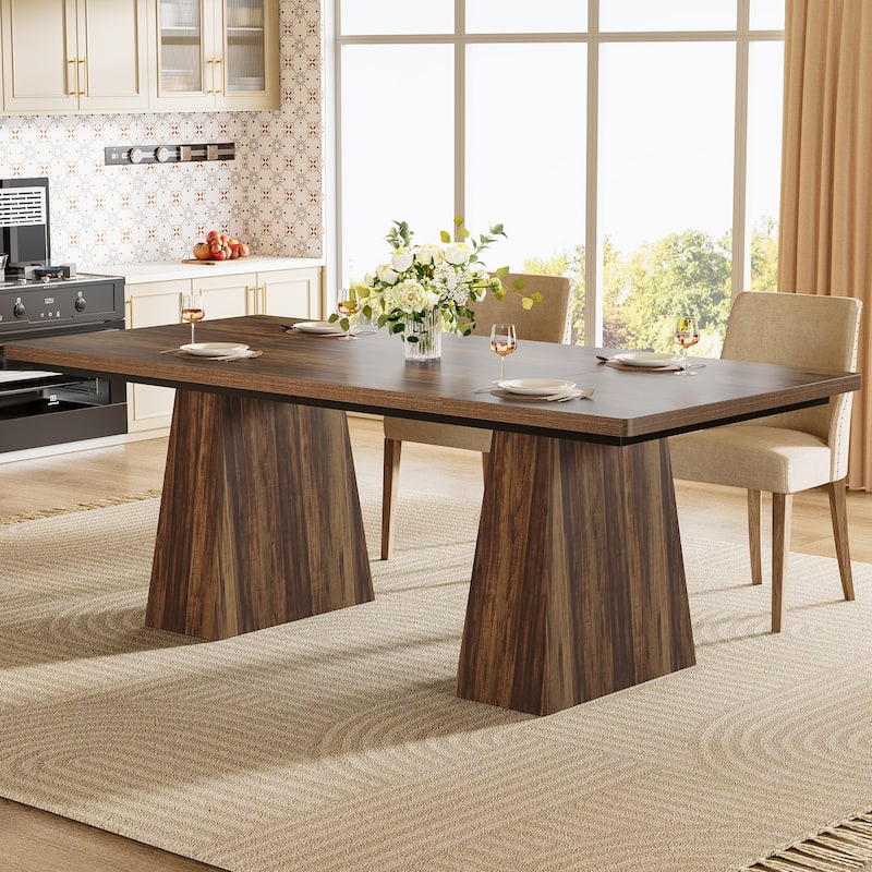 63-inch Rustic Wooden Dining Table for 4 - DarkBrown