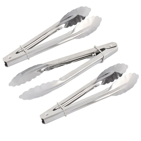 Kitchen Metal Salad Ice Cake Bread Food Tong Clip Clamp 3 Pcs - 7" x 1.2" x 1(L*W*H)