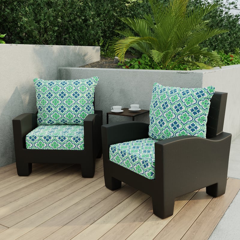 24" x 47" Outdoor Deep Seat Cushion Set with Welt - 46.5'' L x 24'' W x 6'' H - Vesey Sea Mist