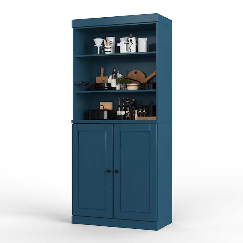 100% Solid Wood 32" Kitchen Pantry Cabinet with 2 Doors by Palace Imports