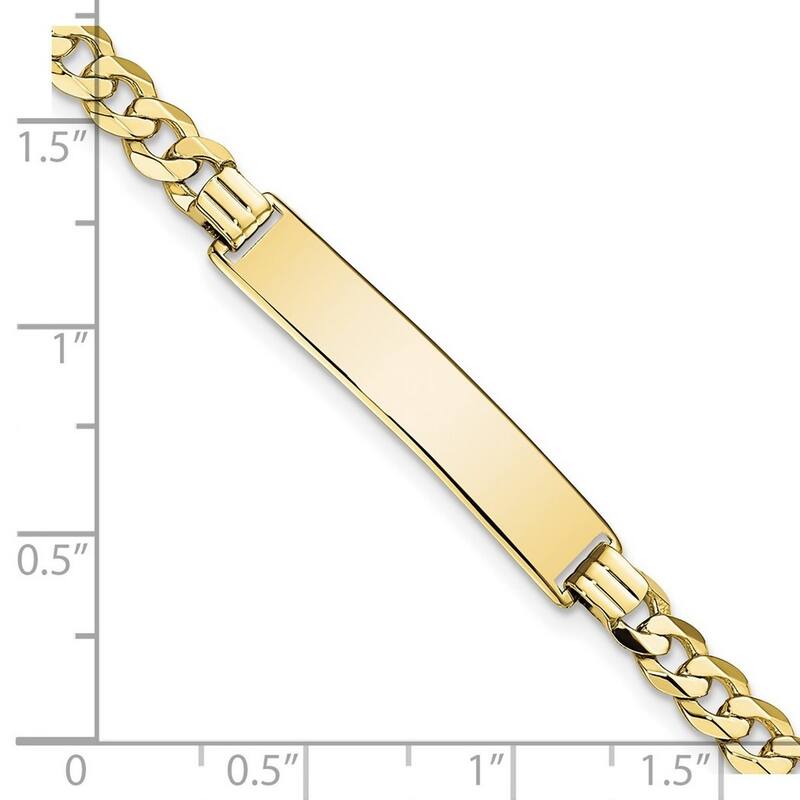 Curata 10k Yellow Gold 6.4mm Engravable Flat Curb Link ID Bracelet