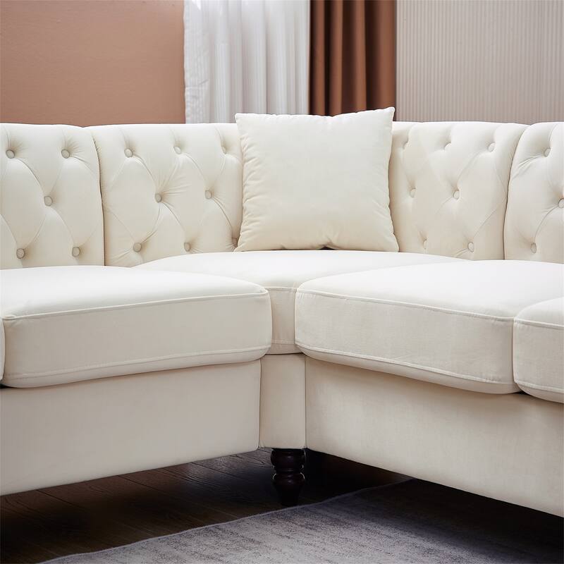 L-Shaped Corner Sectional Sofas with 3 Pillows