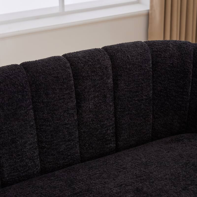 50.1" W Loveseat Sofa,Mid-Century Modern Chenille Sofa with Metal Legs