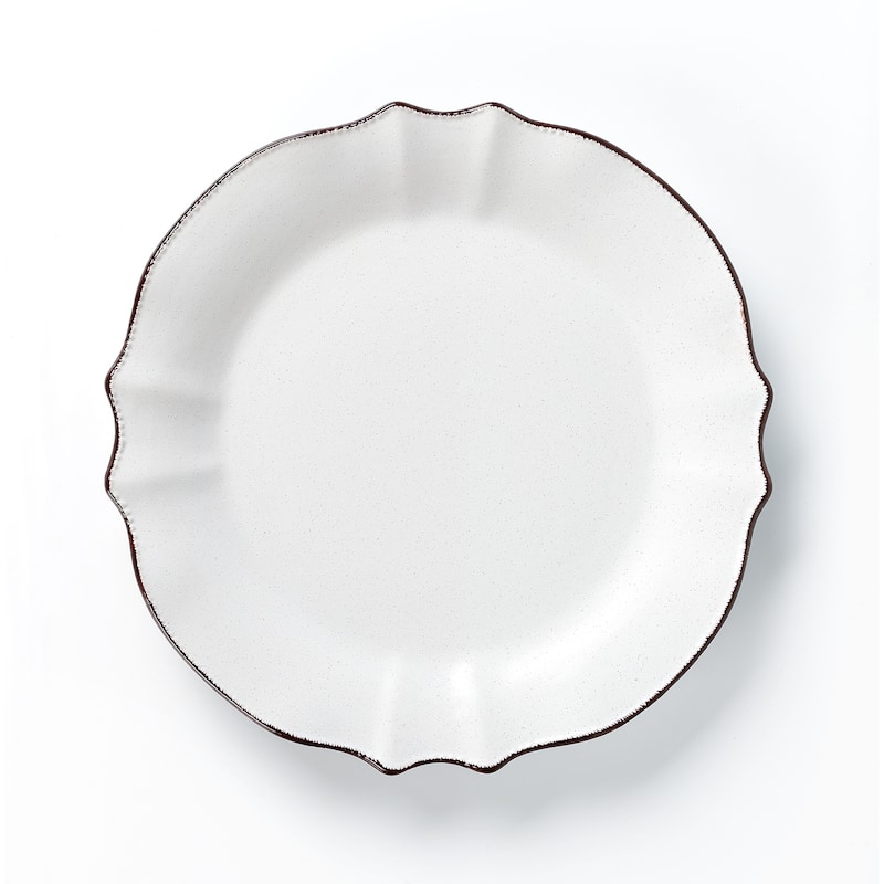 Lorren Home Trends 16 Piece Scalloped Edge White Dinnerware