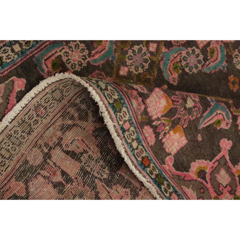 Hand Knotted Oriental 100% Wool Carpet Traditional Floral Brown Mahal Area Rug - 8' 1'' X 3' 7''