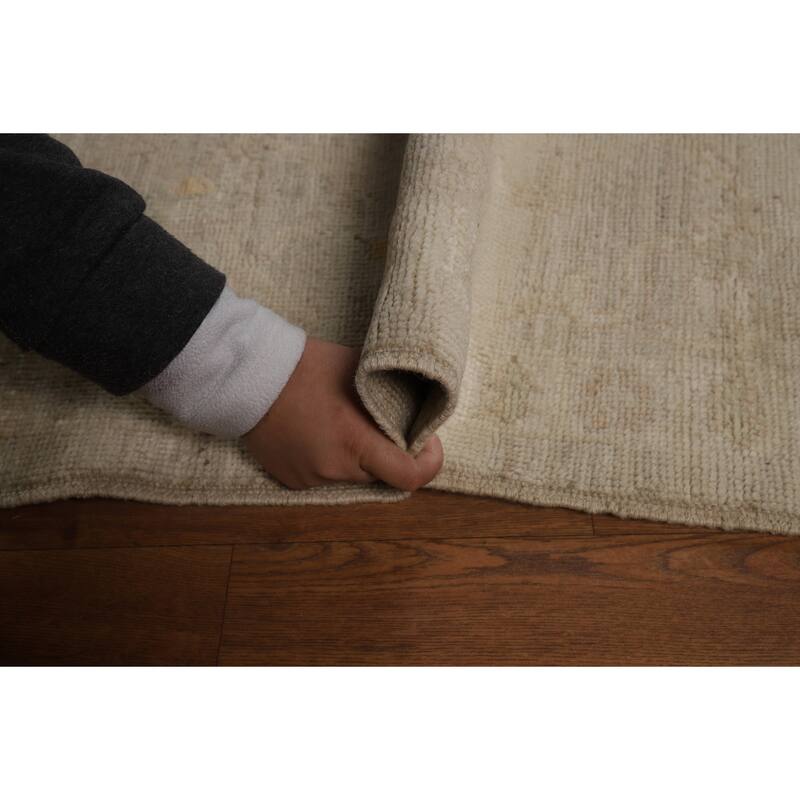 Vegetable Dye Oushak Turkish Rug Hand-Knotted Floral Wool Carpet - 8'5" x 9'10"