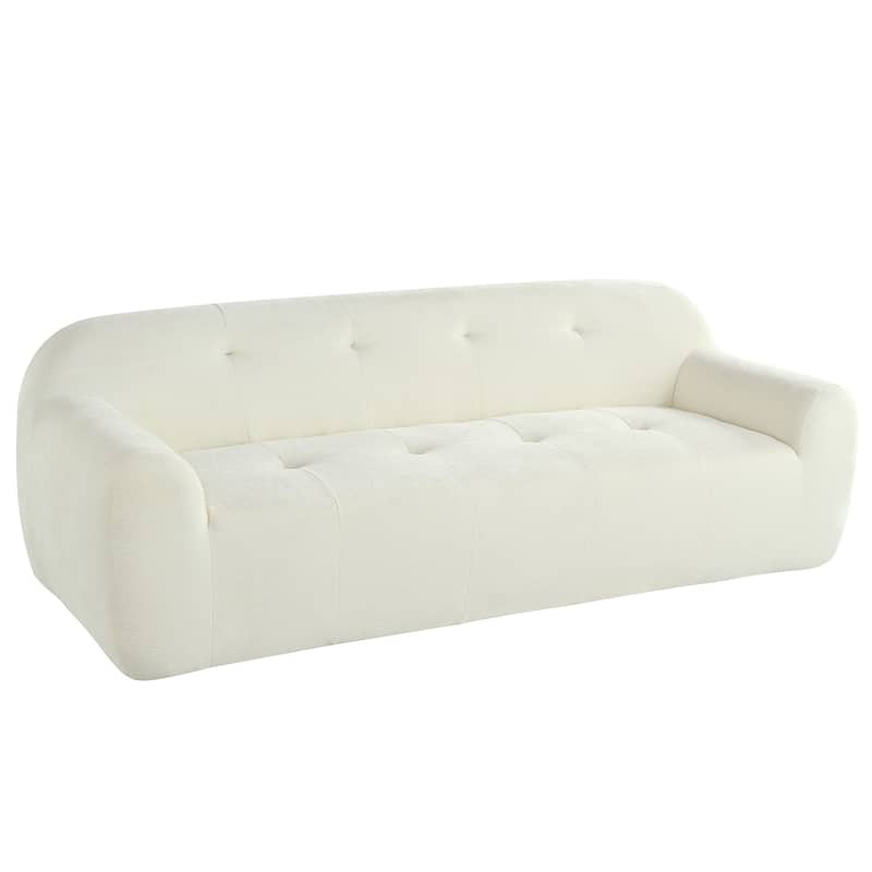 85.8" Wide Chenille Fabric 3-Seater Sofa with Tufted Style, Full Sponge Compression Design, with Powder-Free Foam