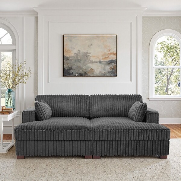 DREAMSIDEA Oversized Flannel Fabric Modular Sectional Sofa - Bed