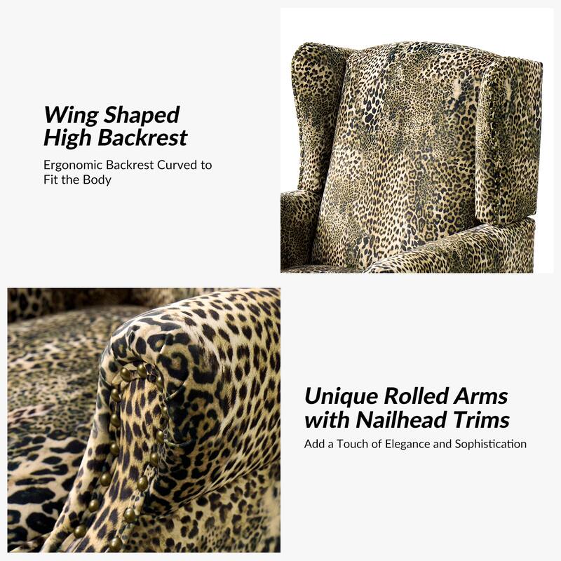 Ivan Traditional Animal Pattern Armchair with Nailhead Trim by HULALA HOME