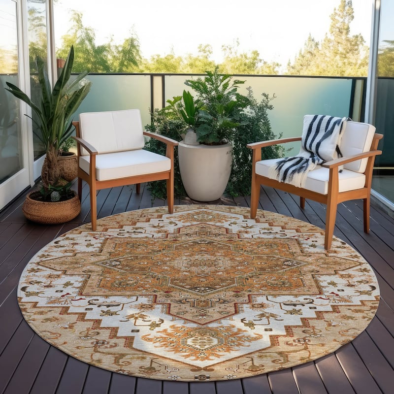 Machine Washable Indoor/ Outdoor Persian Traditional Chantille Rug