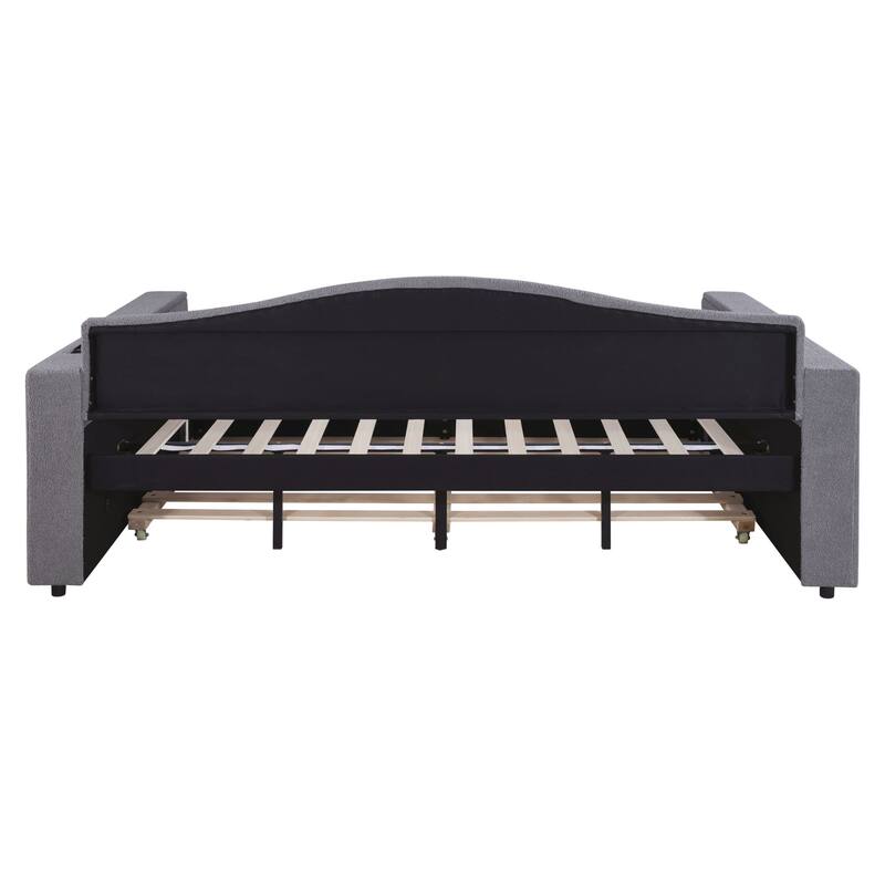 Sofa bed with storage arms, trundle bed and Bluetooth stereo