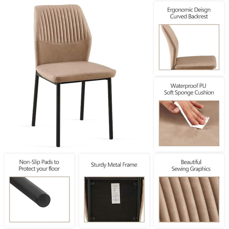 Howtai Upholstered Dining Chair Faux Leather,Metal Legs