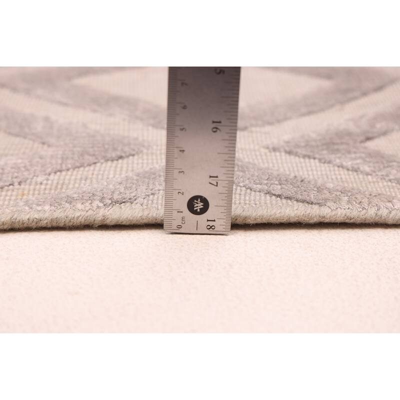 ECARPETGALLERY Hand Loomed Elysian Grey Viscose, Wool Rug - 8'1 x 10'0