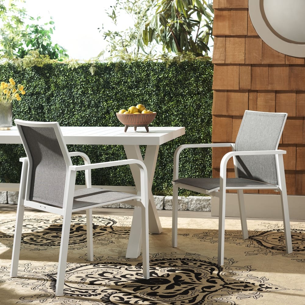 SAFAVIEH Outdoor Patio Furniture Dexter Armchair (Set of 2), Fully Assembled - 22"W x 24"D x 33"H