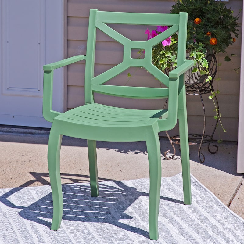 Sunnydaze Tristana Plastic Outdoor Patio Arm Chair
