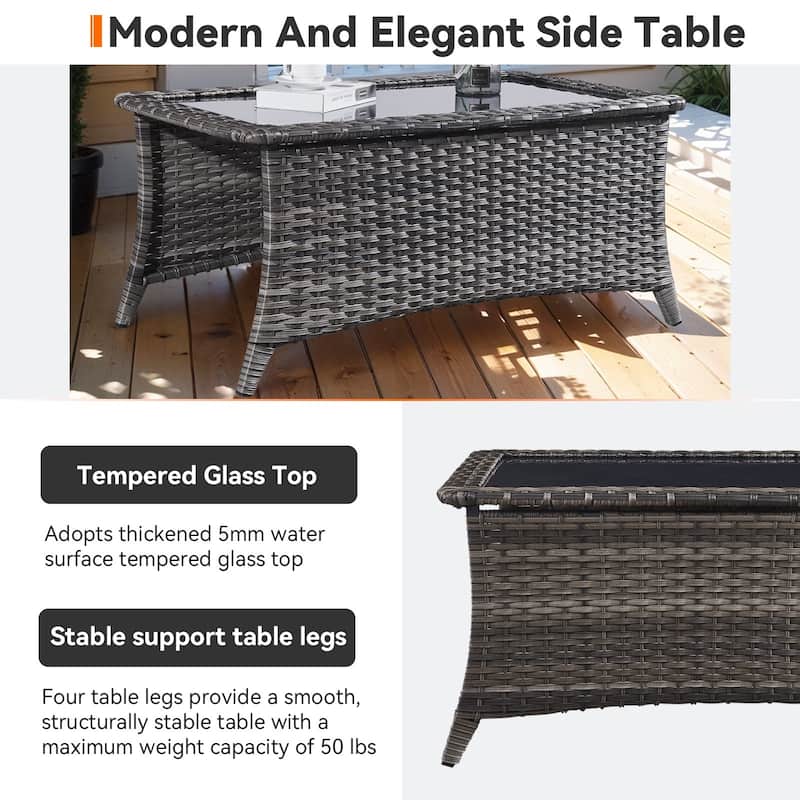 Pocassy Outdoor Patio Sofa Chairs with Coffee Table